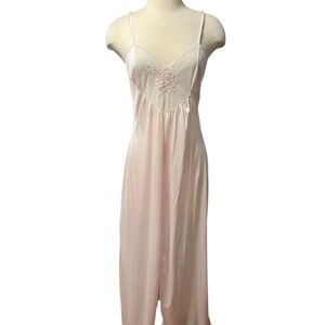 Pink Lace Floral Chest Detail Maxi Length Slip Dress